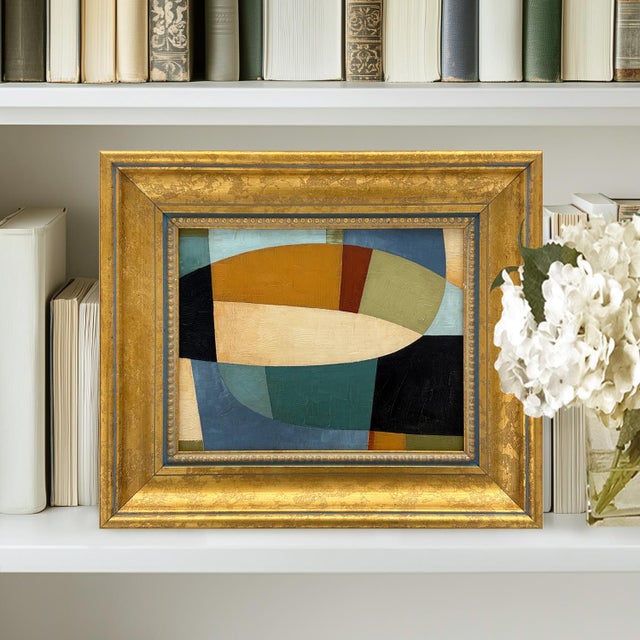 This is a new bold color-block painting inspired by natural elements and shapes. The oil painting is done on a canvas...