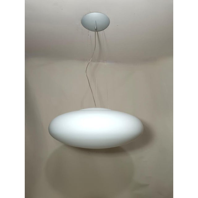Large Pendant Light in Murano Opaline Glass, 1990s For Sale - Image 7 of 17