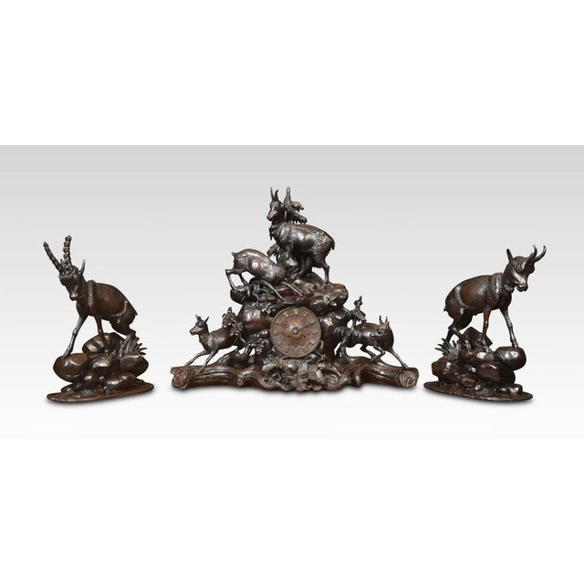Black Forest Mantel Clock Set, Set of 3 For Sale - Image 16 of 17