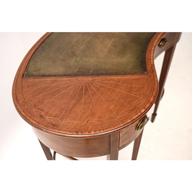Antique Edwardian Leather Top Kidney-Shaped Desk, 1900s For Sale - Image 6 of 11