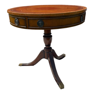 Mid 20th Century Vintage Kittinger Mahogany Drum Table With One Drawer