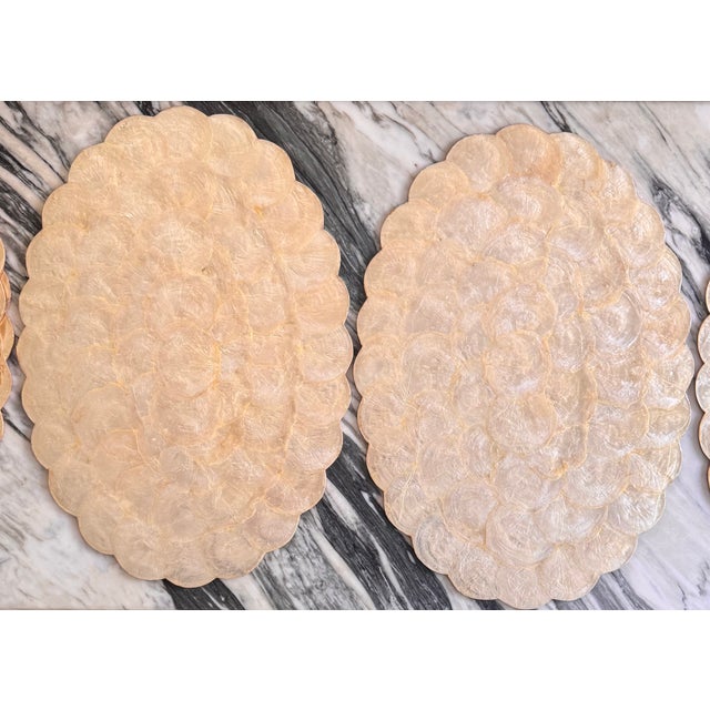 Wood 1990s Capiz Shell Oval Placemats - Set of 12 For Sale - Image 7 of 14