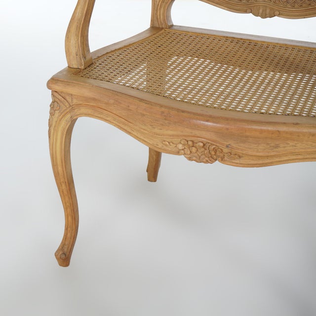 Wood Antique French Louis XV Fruitwood & Cane Arm Chair 1900 For Sale - Image 7 of 12