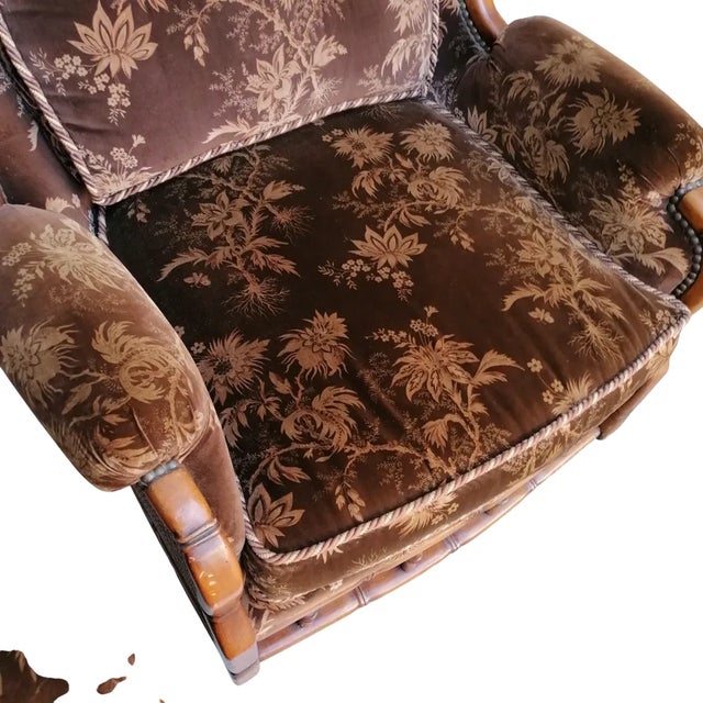 Textile Armchairs in Velvet and Vienna Straw, 1970s, Set of 2 For Sale - Image 7 of 13