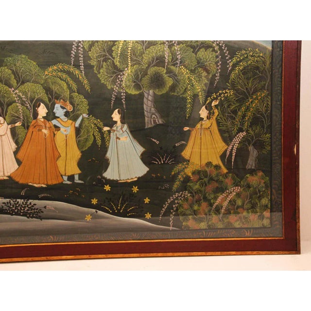 Painting of Radha and Krishna with Female Gopis For Sale In Palm Springs - Image 6 of 13