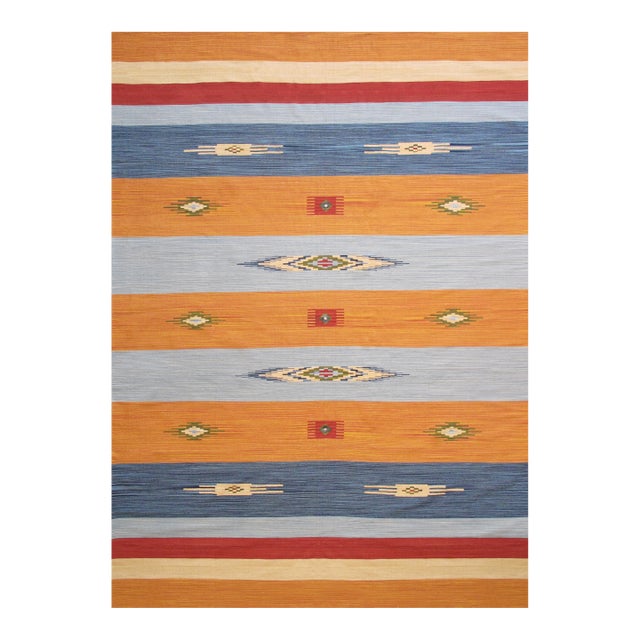 Pasargad Home Kilim Multi Cotton Area Rug- 6' 0" X 9' 0" For Sale
