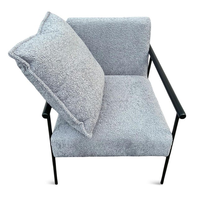 Metal Grey Blue Sherpa Pillow Chair For Sale - Image 7 of 9