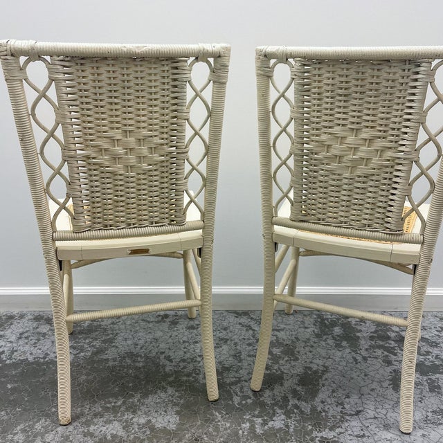Mid 20th Century Heywood Wakefield Wicker Chairs With Cane Bottoms