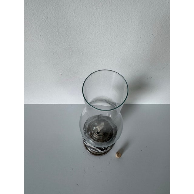 1980’s Vintage Handmade Studio Pottery Kerosene Lamp With Hurricane Glass Chimney – Signed Base – Speckled Earth Tone Glaze For Sale - Image 11 of 12