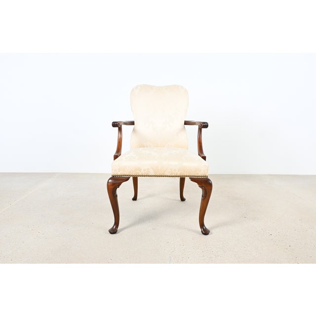 Wood Baker Furniture Queen Anne Mahogany Armchairs – Pair For Sale - Image 7 of 14