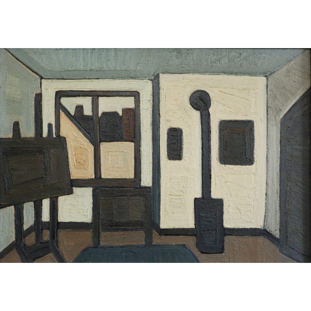 Mid-Century Modern 'The Artist's Room' Interior Scene Oil Painting by Swedish Artist Max Gregor Carlsson (1914-1996), Framed For Sale - Image 10 of 13