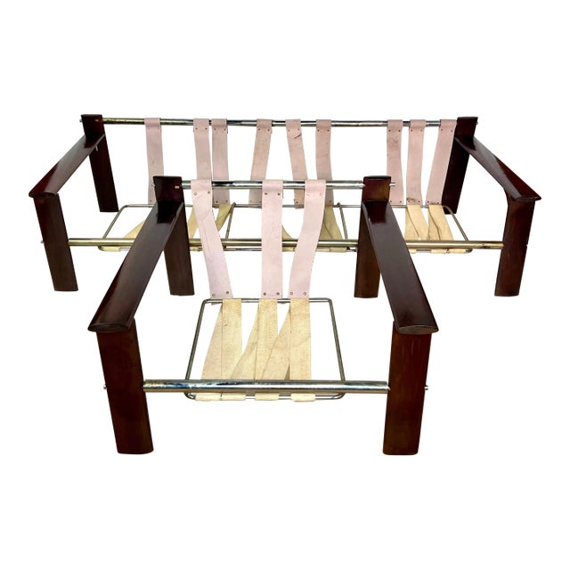 Mid Century Percival Lafer Mp-129 Rosewood Couch and Lounge Chair Set Rare For Sale