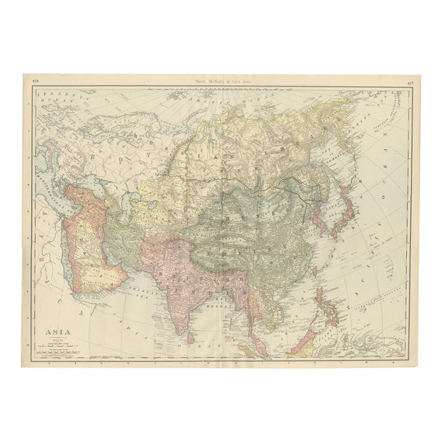 Antique Map of Asia with British India and Japan by Ran McNally, 1899 For Sale