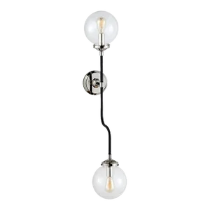 Ian K. Fowler for Visual Comfort Signature Bistro Double Wall Sconce in Polished Nickel with Clear Glass