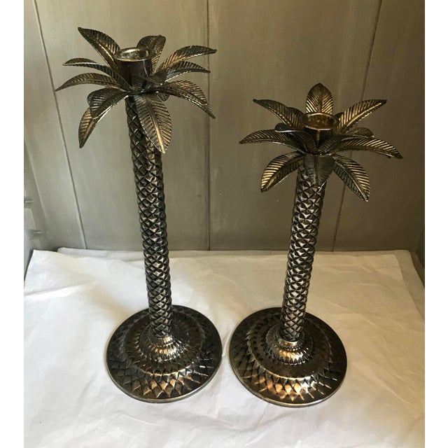 Vintage Copper/Silver Palm Tree Candle Holders a Pair Chairish