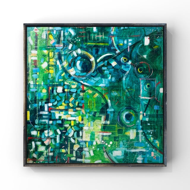 "Modern Green" Medium: Acrylic and graphite Dimensions: 24 x 24 x 2 inches, gallery wrapped canvas Influenced by my love...
