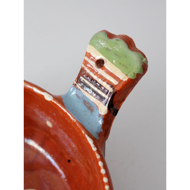 Mid 20th Century Mexican Pottery Hand-Painted Terracotta Handled Serving Dish For Sale - Image 10 of 14