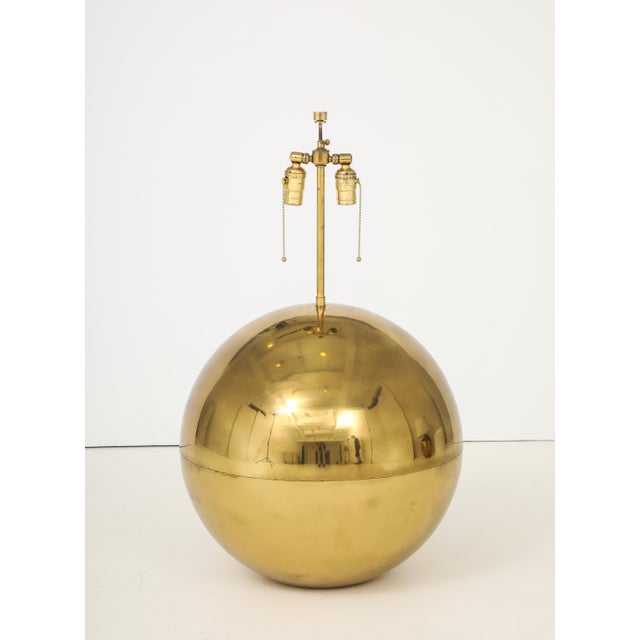 Karl Springer Orb Brass Large and Small Table Lamps For Sale - Image 13 of 18