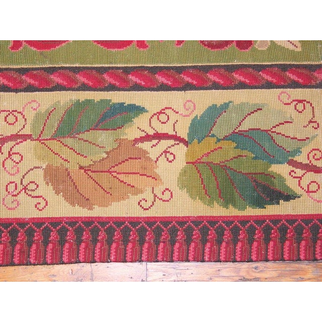 1880s Multicolor Floral Antique French Needlepoint Rug 11'10" X 14' Flatweave Wool Carpet For Sale - Image 4 of 6