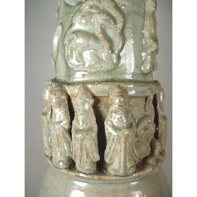Chinese Tall Song Dynasty Molded Yingqing Porcelain Funerary Urn For Sale - Image 3 of 10