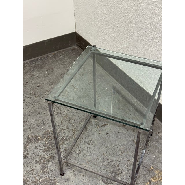 Contemporary Glass Top Side Table For Sale - Image 4 of 12