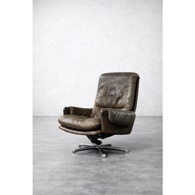 Mid-Century Modern German Brown Leather Lounge Swivel Chair from Musterring, 1960s For Sale - Image 18 of 18