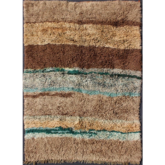 Vintage Turkish Brown and Blue Tulu Rug For Sale - Image 10 of 10