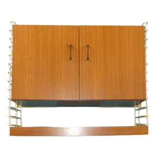 String Shelf with Wall Cabinet and Magazine Rack in Dark and White Ladders from Musterring International, 1960s For Sale