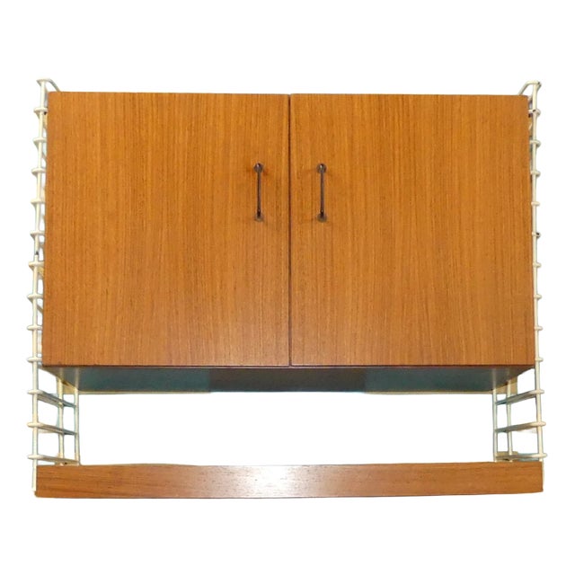 String Shelf with Wall Cabinet and Magazine Rack in Dark and White Ladders from Musterring International, 1960s For Sale