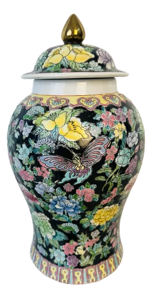 Large Vintage Chinoiserie Ginger Jar