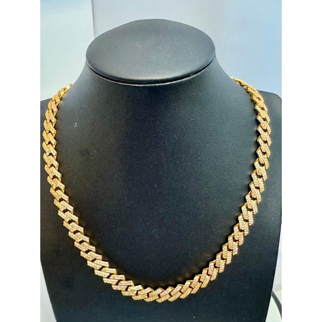 Contemporary 3.5Ct Pave Diamond Necklace 28.4 GM, 14 Karat Gold Necklace , UNISEX For Sale - Image 3 of 18