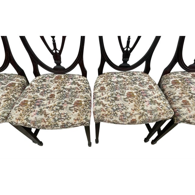 Early 20th Century Vtg. Mahogany Hepplewhite Style Shield Back Dining Chairs -Set of 6 For Sale - Image 5 of 16