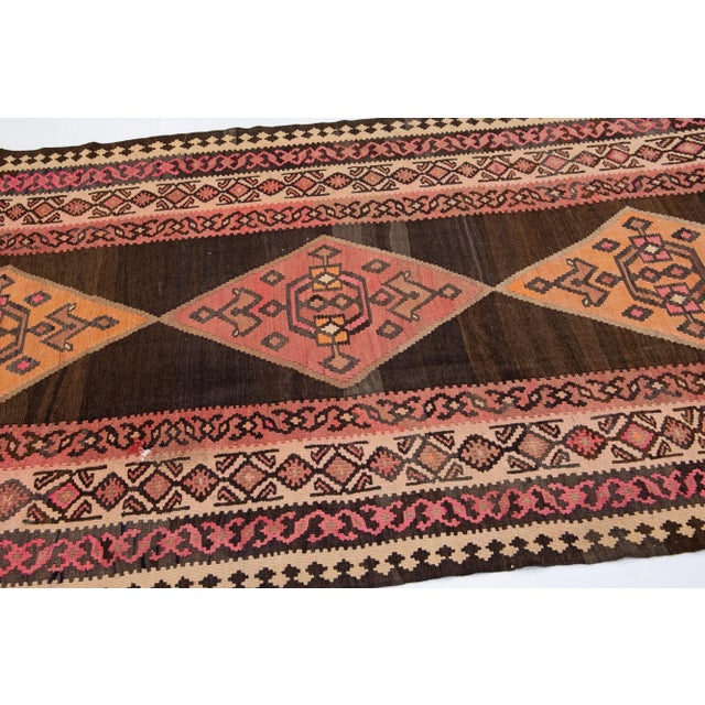 Tribal 1960s Vintage Turkish Kilim Multicolor Handmade Tribal Wool Runner For Sale - Image 3 of 9