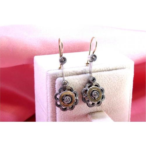 Gold and Silver Earrings with Zirconias, Set of 2 For Sale - Image 4 of 8