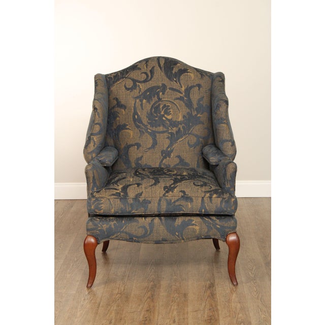 Pearson French Style Pair of Custom Upholstered Wing Chairs For Sale In Philadelphia - Image 6 of 12