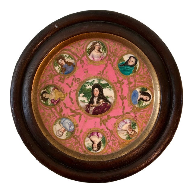 Antique Porcelain Plaque of Louis Ixv and Mistresses by Sevres. For Sale