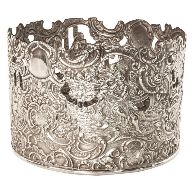 Antique American Sterling Silver Wine Bottle Decanter Coaster Cuff New York 1915 For Sale - Image 14 of 17