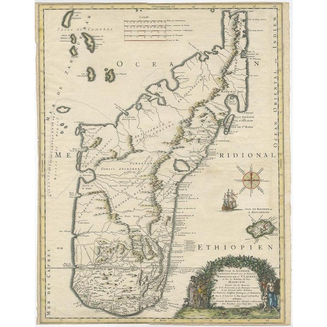Paper Antique Map of Madagascar, the Comoros Islands and Reunion Island, 1667 For Sale - Image 7 of 7