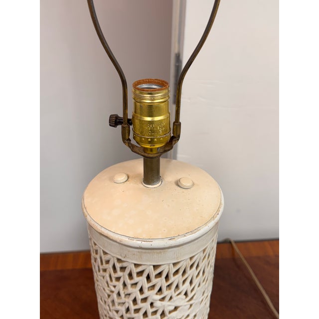 Late 20th Century Chinoiserie Style Pierced Ceramic Table Lamps, Pair For Sale - Image 5 of 12