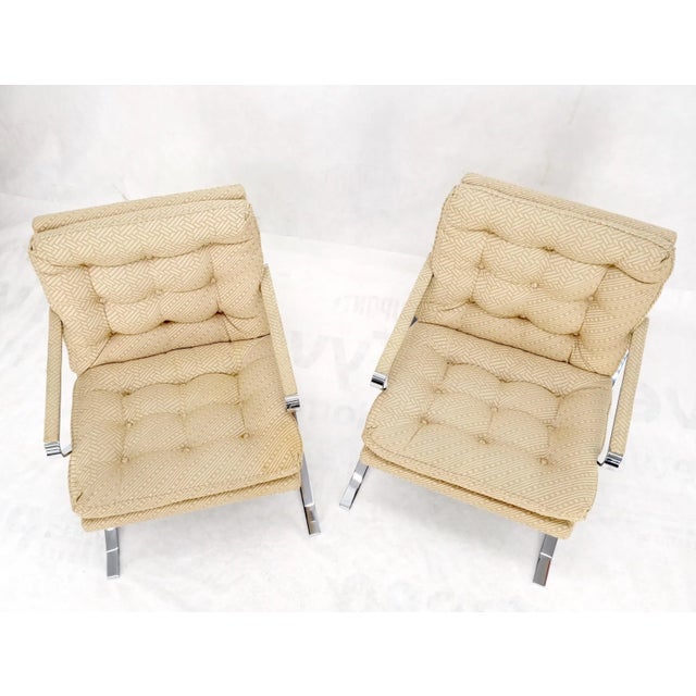 Pair of Mid-Century Modern Polished Stainless Steel Bauhaus Arm Lounge Chairs For Sale - Image 6 of 13