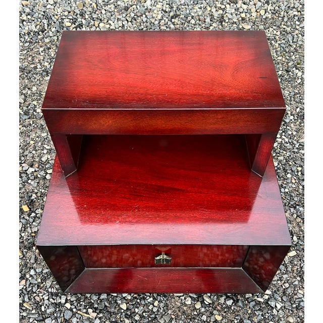 Mid Century Mahogany Hollywood Regency Style Nightstands - a Pair For Sale - Image 4 of 11
