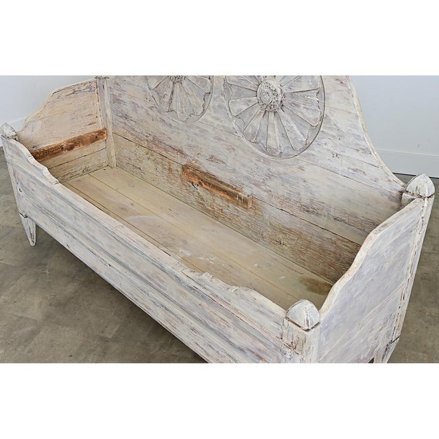 Swedish Gustavian 18th Century Painted Pine Settee with Storage For Sale - Image 12 of 15