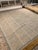 Modern Vespero beige, blue and white hand knotted wool rug by Doris Leslie Blau. Size: 9'1" x 11'9" (276 x 358 cm)....
