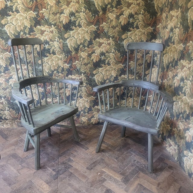 Set of Primitive Welsh Elm Comb-Back Chairs, 1900 For Sale - Image 13 of 13