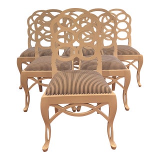 Set of 6 White Frances Elkins Style Villa & House Dining Side Chairs For Sale