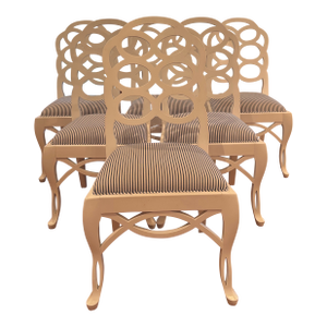 Set of 6 White Frances Elkins Style Villa & House Dining Side Chairs