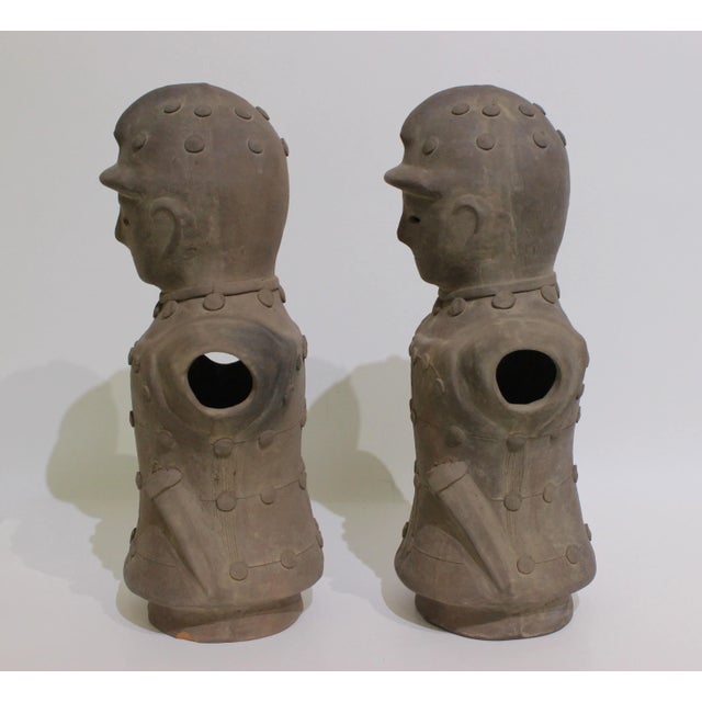 Japanese Haniwa Style Figures Unglazed Terra Cotta Japan - a Set of Two For Sale - Image 3 of 13