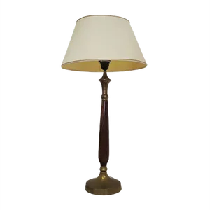 Mahogany, Brass & Cotton Hats Tale Lamps from Abat Jour, 1950s, Set of 2