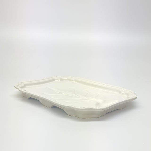 Mid-Century Modern Oversized Rectangular Cream Ceramic Serving Platter For Sale - Image 3 of 10