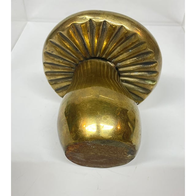 Metal MCM Danish Brass Mushroom Art Objet Paperweight Decor For Sale - Image 7 of 12